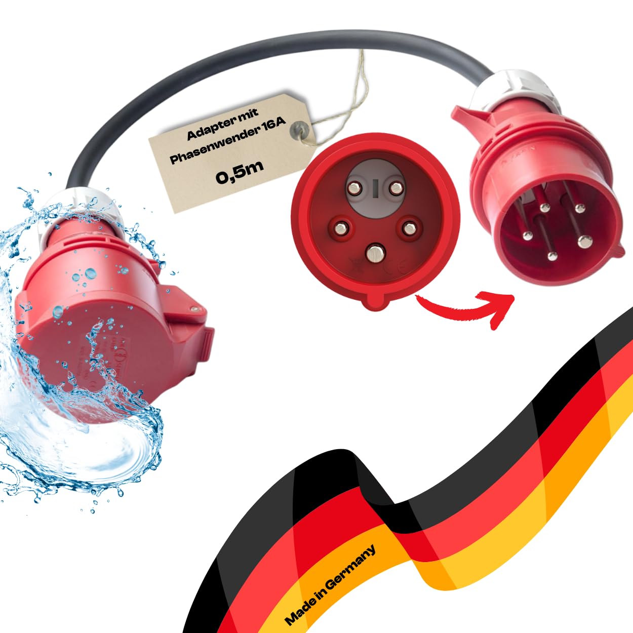 CEE Phasenwendeset Phasenwender Adapterleitung 5-polig (3P+N